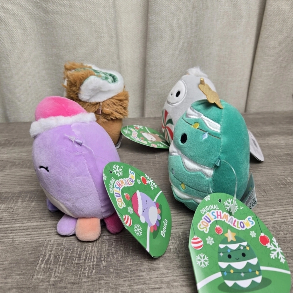 Squishmallows 4 pk Christmas 4" Benny Beula Nissa Johann New - Picture 3 of 10